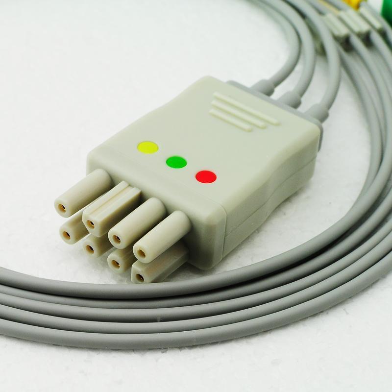 ЭКГ кабель пациента для Nihon Kohden BR-913P, BSM-2300 Life Scope I, BSM2301, BSM4100 Life Scope P, BSM5100 Life Scope A, Life Scope TR, BSM6000 series, BSM6301K, BSM6501K, BSM6701K, BSM510 Life Scope M, BSM9800 Life Scope S, ZM900 Series Transmitters, Life Scope 6700 Series, IEC, 3 отведения, кнопки