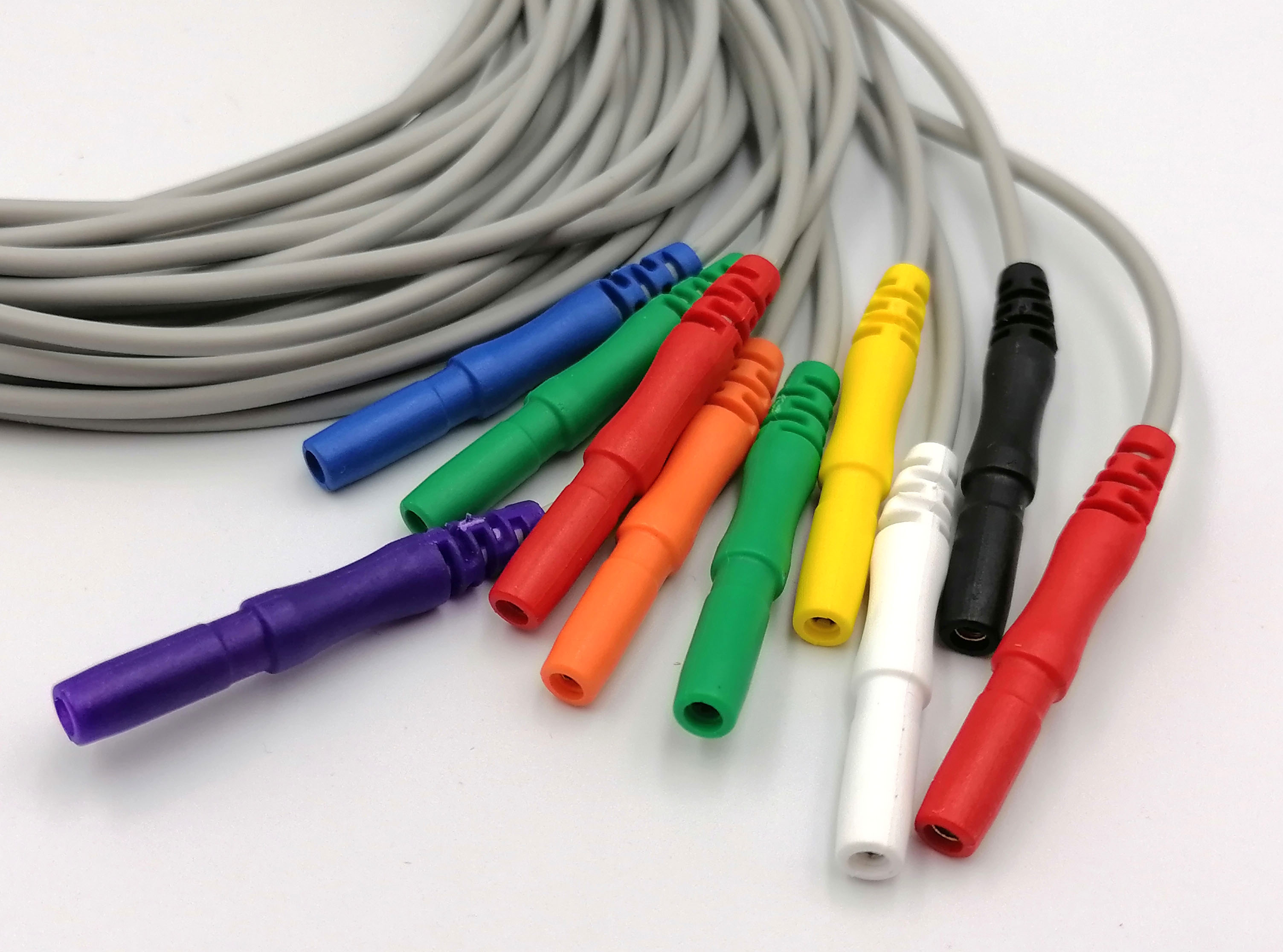 Кабели отведений ЭКГ и мониторов по Холтеру  Универсальные 10 шт, Din 1.5, AHA, Кнопка Snap 