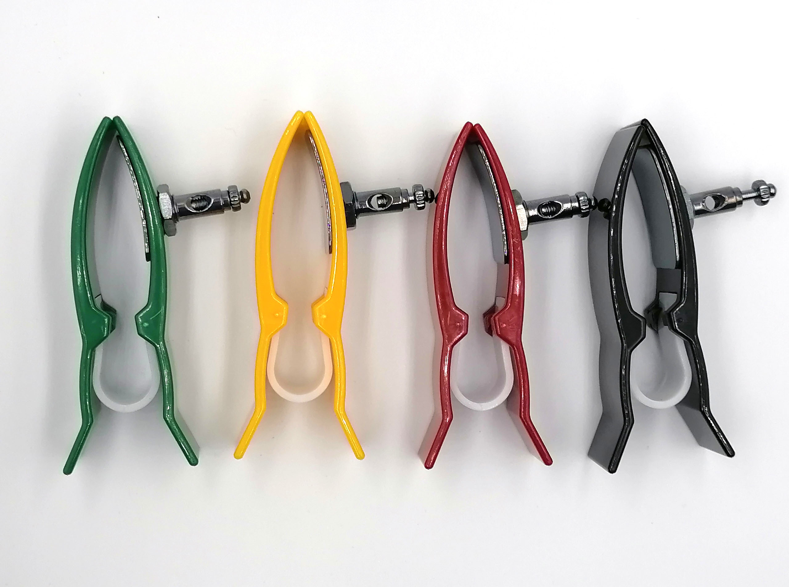 Педиатрические электроды клипсы ЭКГ универсальные многоразовые для детей Ag/AgCl комплект 4шт, покрытие «серебро-хлорид серебра», с винтом и зажимом, длина 90мм