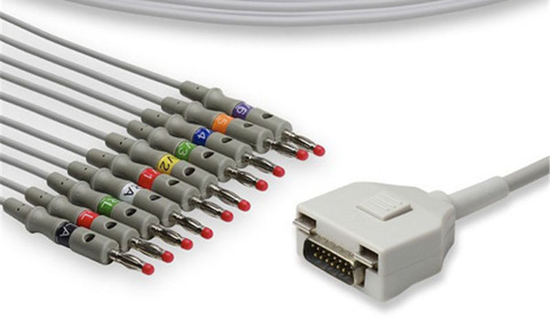 ЭКГ кабель пациента для Fukuda ME KP-500, KP-500D, Cardisuny, C-120, C-300, C-320, 10/12 отведений, штекер banana 4мм