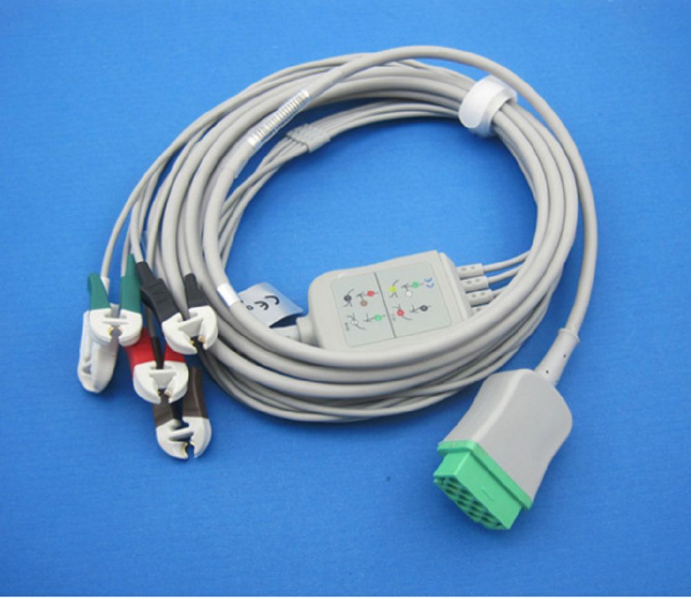 ЭКГ кабель пациента для GE-Marquette 2021141-001, Dash Pro4000, DASH PRO 3000, Dash PRO 2000, Dash 1000, Eagle, MAC-Lab, Solar 9500, Solar 8000, Solar 3000, Tram 100, Tram 200, Tram 300, Tram 400, Tram 500, Tram 600, Unity, УЗИ аппаратов Vivid q, Vivid i, 5 отведений, защелки