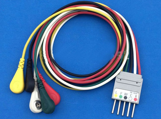Кабель пациента для регистратора ЭКГ по Холтеру Nihon Kohden BR-004P 5 отведений, IEC, кнопка Snap