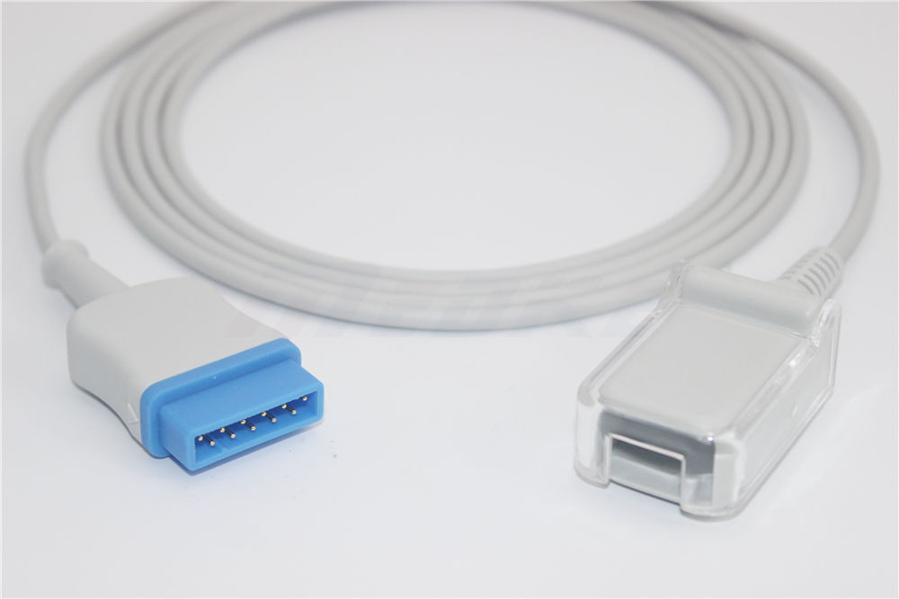 Удлинительный кабель переходник SpO2 для пульсоксиметрического датчика GE  Marquette, Dash 2000, 2500, 3000, 4000, 5000, P0210F, 2021406-001, 2, 2 метра