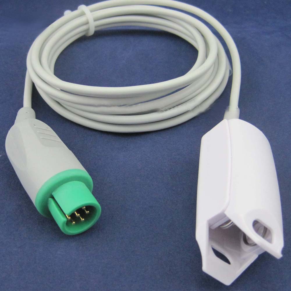 Датчик пульсоксиметрический SpO2 Bionet  BM3 (зеленый разъем), BM3 Plus, BM5 (с 2019 г.в.), BM7, взрослый, прищепка, 3м, 7 Pin