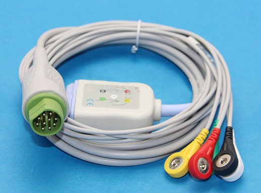 Цельный ЭКГ кабель отведений для монитора пациента Drager-Siemens Sirecust 341, 400, 500, 600, 610, 620, 630, 700, 720, 722, 730, 732, 900, 960, 961, 1200, 1260, 1281, 1801