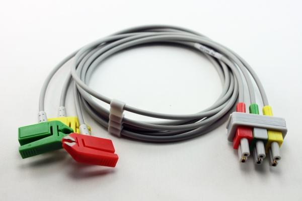 ЭКГ кабель отведений для монитора пациента Philips Hewlett Packard  43100A, 43100M, 43110A, 43110MC, 43120A, 43130A, 43200A, 43200M, 43200MC, 77010AC, 77020A, 77020AC, 77020AR, 77025A, 77030A, 77035A, 77040A, 78208A, 78210A, 78330A, 78331A, 78332A, 78333A, 78341A, 78342A, 78345A, 78346A, 78351T, 78352A, 78352C, 78353A, 78353B, 78354A, 78354C, 78532B, 78534A/B/C, 78619A, 78620A, 78660A/B-Defi with 8pin connector, 78661A/B, 78670A, 78671A, 78834C, 862474 Monitor C3, 862475, 862478 Monitor C3, 862479, 862482, 862483, 863077, M1001A, M1001B, M1002A, M1002B, M1722A, M1722B Codemaster XL Plus, M1723A, M1723B Codemaster XLM, M1724A, M2400A, M2406A, M2424A Opt A05, M2424A Opt A06, M2425A Opt K25, M2475B, M3000A, M3001A, M3500B, M3535A, M3536A, M4735A, M5500B, Viridia V26C, B-M1613-9430-2, М1631А, 3 отведения, клипсы