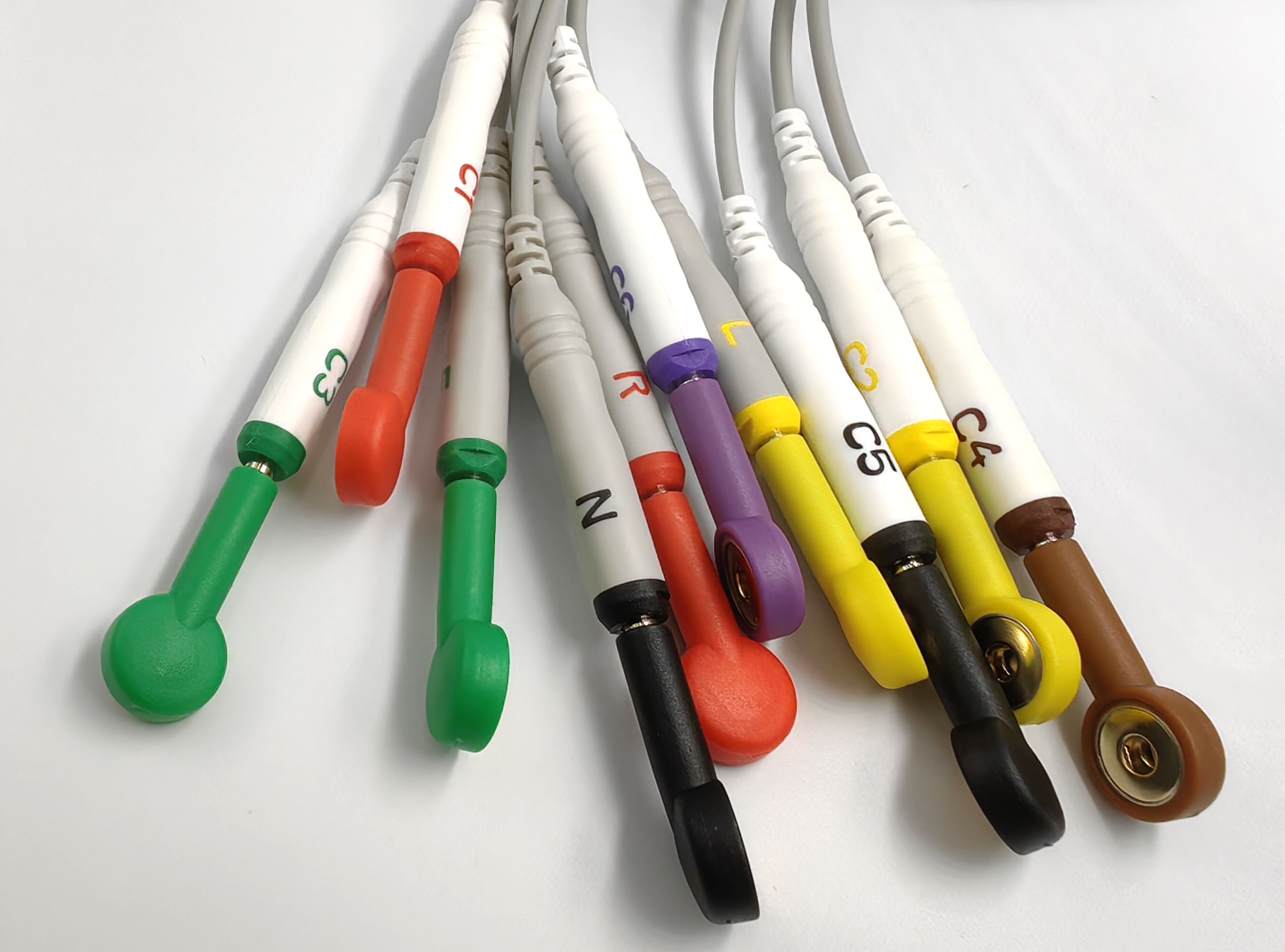 Набор переходников ЭКГ разноцветные , 10 шт в упаковке, с 4мм Banana на кнопку Snap