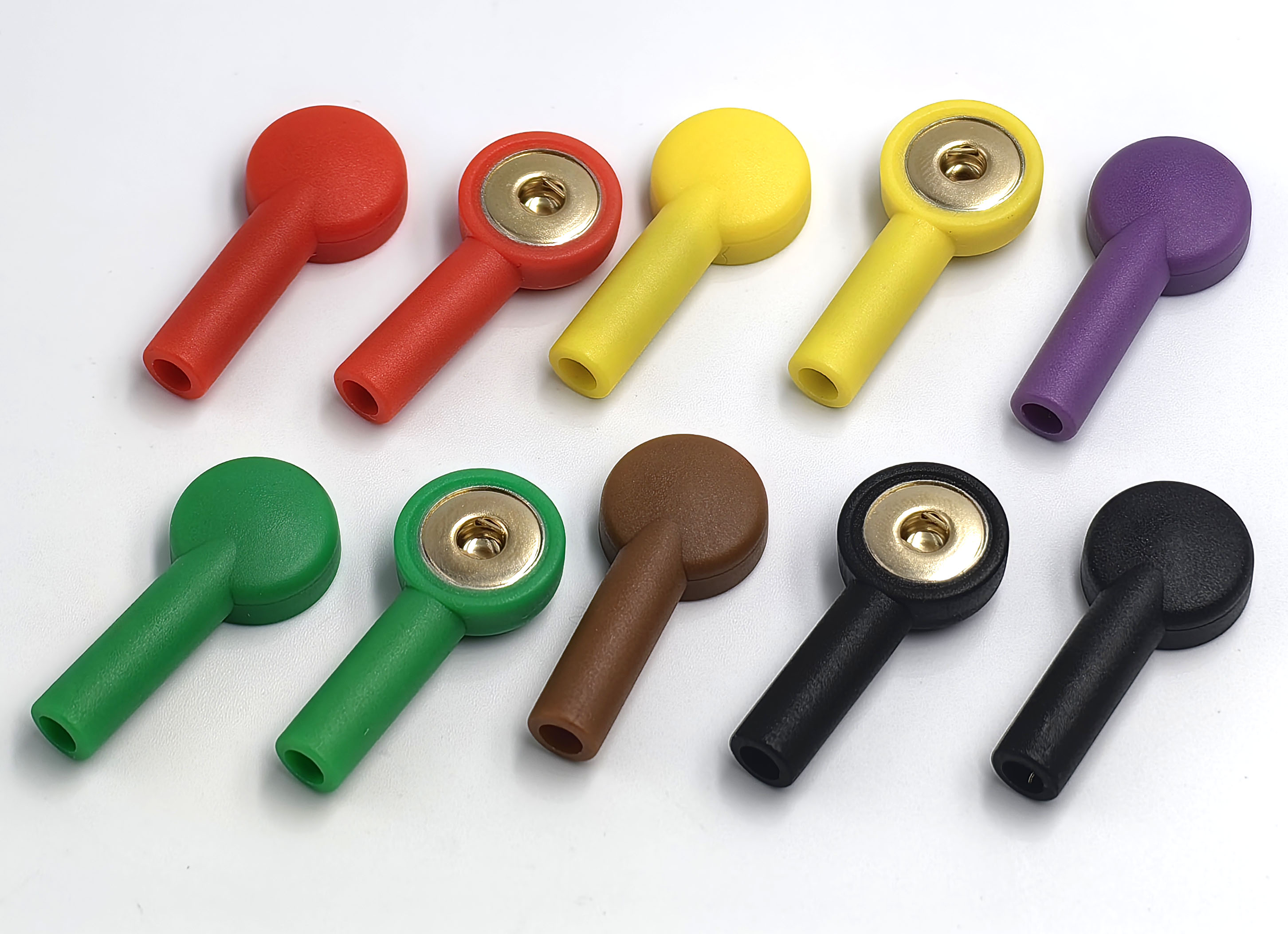 Набор переходников ЭКГ разноцветные , 10 шт в упаковке, с 4мм Banana на кнопку Snap