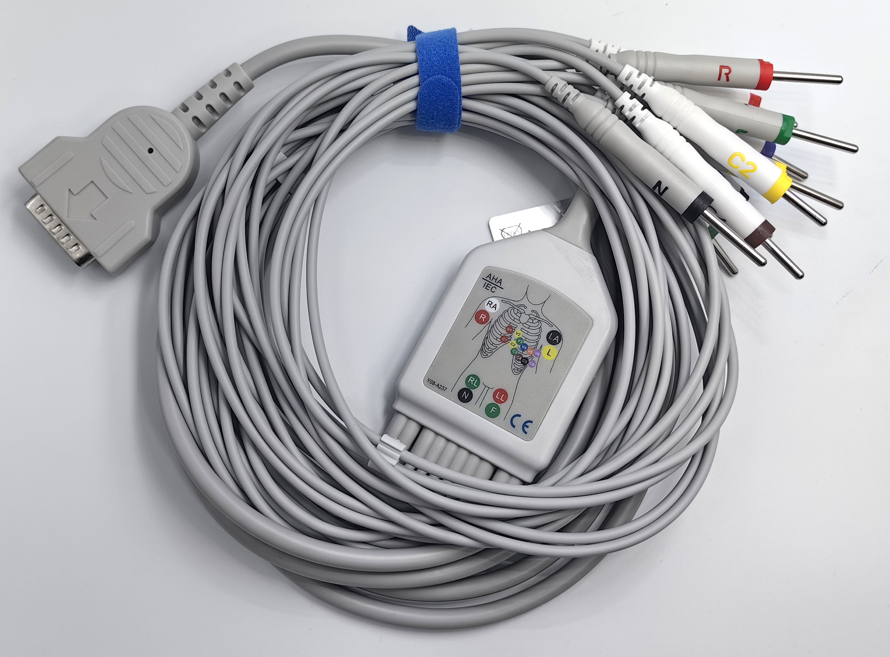 ЭКГ кабель пациента с интегрированными отведениями для GE Marquette MAC 400, MAC 500, MAC 600, MAC 800, MAC 1000, MAC 1100, MAC 1200, MAC 1200ST, MAC 1600, MAC 2000, MAC 3500, Microsmart M, Hellige Micro Smart, 10 отведений, Din 3.0 needle