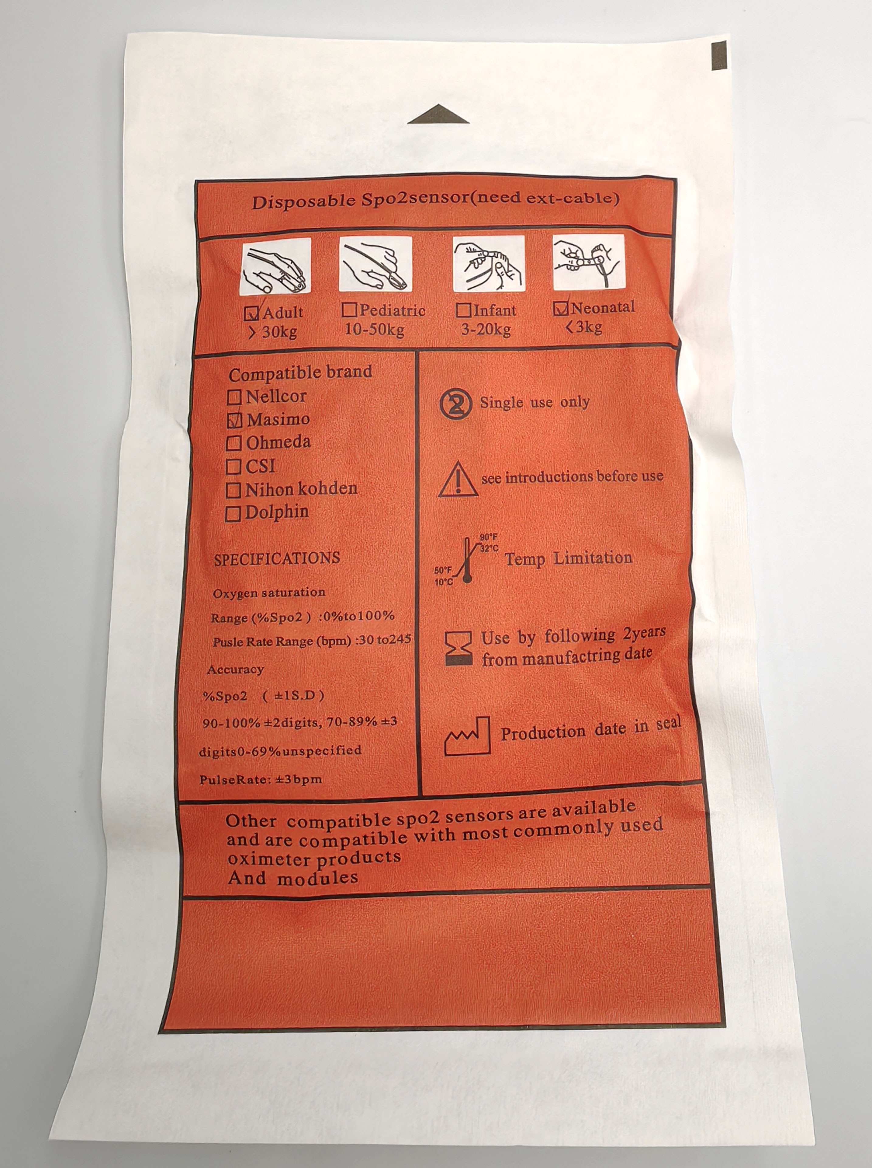 Датчик пульсоксиметрический SpO2 одноразовый Masimo Oxymax LNCS, 7 Pins, неонатальный/взрослый, одноразовый, пена